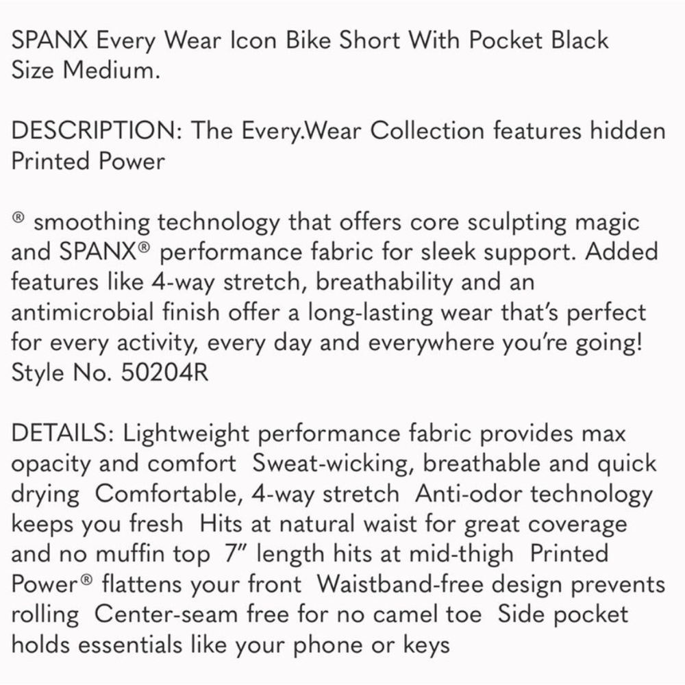 Spanx black shorts NWOT - Picture 6 of 6